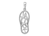 Rhodium Over Sterling Silver 3D Cut-out Starfish Flip-flop Pendant