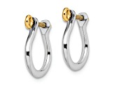 Rhodium Over Sterling Silver Polished 3D Small Shackle with 14k Yellow Gold Accent Screw Earrings