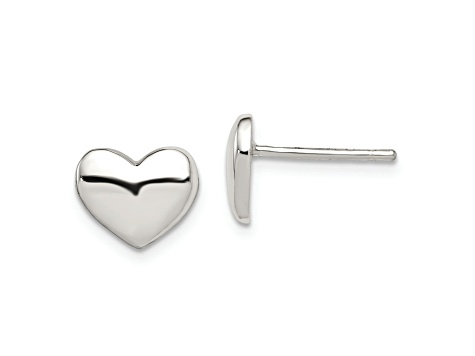 Sterling Silver Polished Heart Post Earrings