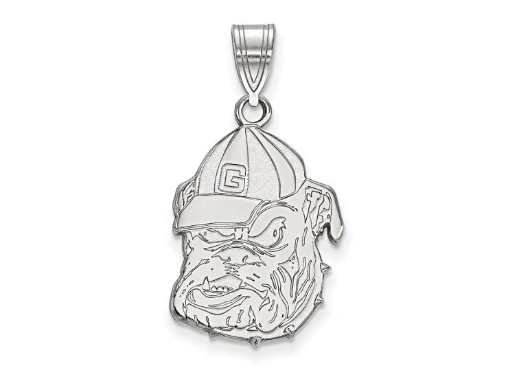 Rhodium Over Sterling Silver LogoArt University of Georgia Large Pendant