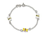 Sterling Silver Enamel Bees Children's Bracelet