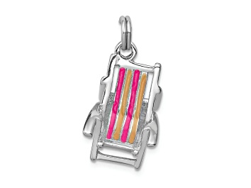Picture of Rhodium Over Sterling Silver Enamel Beach Chair Charm