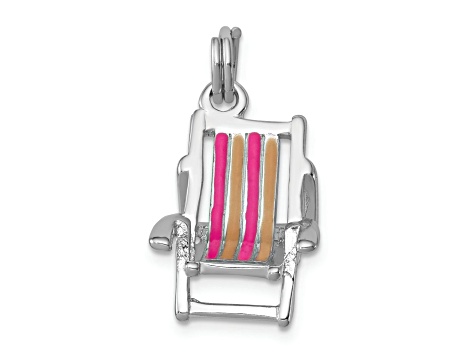 Rhodium Over Sterling Silver Enamel Beach Chair Charm