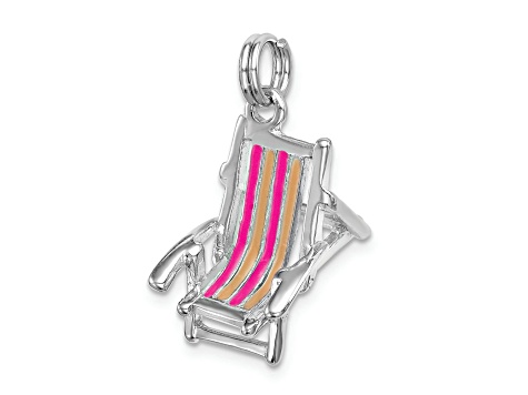 Rhodium Over Sterling Silver Enamel Beach Chair Charm