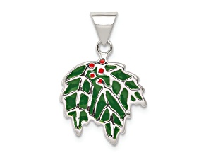 Sterling Silver Enameled Holly Charm