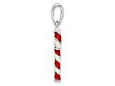 Sterling Silver Polished 3D Enameled Candy Cane Pendant