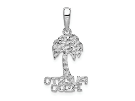 Rhodium Over Sterling Silver Polished Puerto Rico Palm Tree Pendant