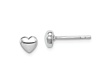 Picture of Rhodium Over Sterling Silver Polished Heart Post Earrings