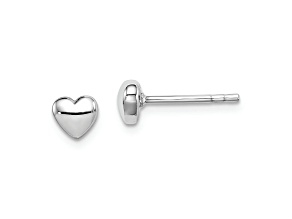Rhodium Over Sterling Silver Polished Heart Post Earrings