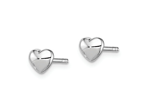 Rhodium Over Sterling Silver Polished Heart Post Earrings