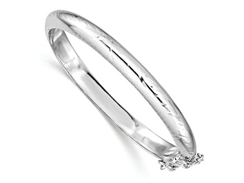 Picture of Rhodium Over Sterling Silver Polished and Diamond-cut 5.5mm with Safety Hinged Children's Bangle