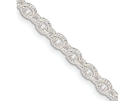 Sterling Silver 3.75mm Fancy Patterned Rolo Chain Necklace