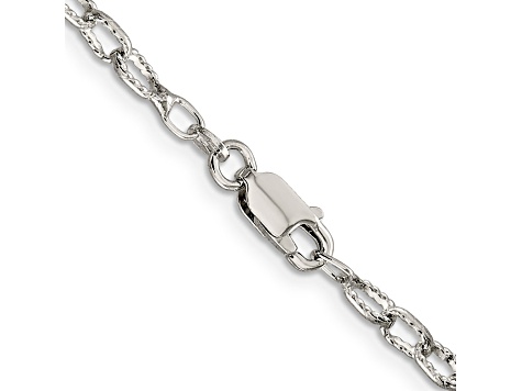 Sterling Silver 3.75mm Fancy Patterned Rolo Chain Necklace