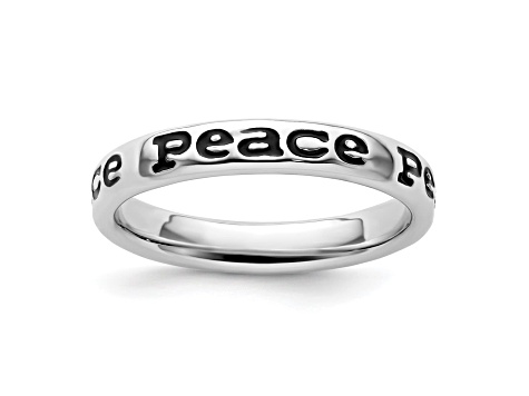 Sterling Silver Stackable Expressions Expressions Polished Enameled Peace Ring