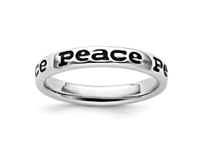 Sterling Silver Stackable Expressions Expressions Polished Enameled Peace Ring