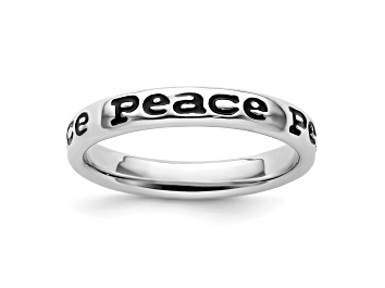 Picture of Sterling Silver Stackable Expressions Expressions Polished Enameled Peace Ring