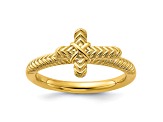 Sterling Silver Stackable Expressions Gold-plated Textured Cross Ring