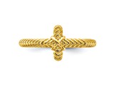 Sterling Silver Stackable Expressions Gold-plated Textured Cross Ring