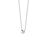 Rhodium Over Sterling Silver Enameled Cake Necklace