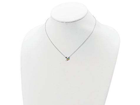 Rhodium Over Sterling Silver Enameled Cake Necklace