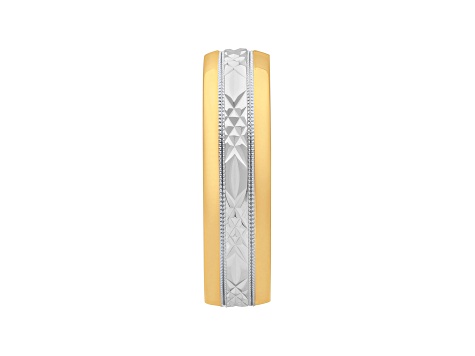 Rammer.ひな祭り.silver. gold.ゴールド18K 6mm Low Dome Textured Band in Two-Tone 18k Yellow Gold over