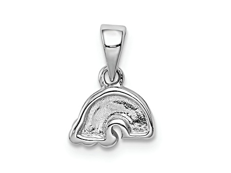 Rhodium Over Sterling Silver Polished and Enameled Rainbow Children's Pendant