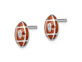 Rhodium Over Sterling Silver Enamel Football Post Earrings