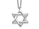 Rhodium Over Sterling Silver Star of David 16.5-inch plus 2-inch Extension Necklace