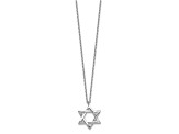Rhodium Over Sterling Silver Star of David 16.5-inch plus 2-inch Extension Necklace