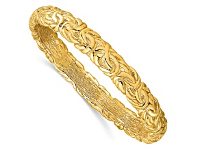 18K Yellow Gold Over Sterling Silver Textured 9.25mm Bangle Bracelet