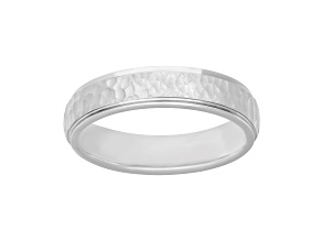 5mm Step-Edge Band in Sterling Silver with Hammered Finish