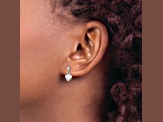 Rhodium Over Sterling Silver  Heart Children's Post Dangle Earrings