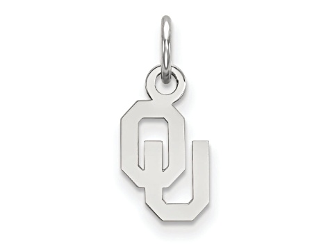 Rhodium Over Sterling Silver LogoArt University of Oklahoma Extra Small Pendant