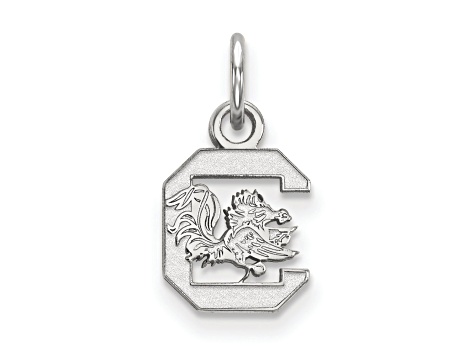 Rhodium Over Sterling Silver LogoArt University of South Carolina Extra Small Pendant