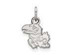 Rhodium Over Sterling Silver LogoArt University of Kansas Extra Small Pendant