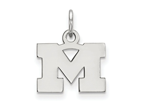 Rhodium Over Sterling Silver LogoArt University of Michigan Extra Small Pendant