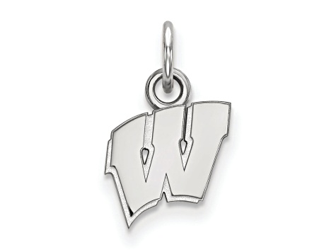 Rhodium Over Sterling Silver LogoArt University of Wisconsin Extra Small Pendant