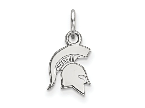 Rhodium Over Sterling Silver LogoArt Michigan State University Extra Small Pendant