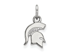 Rhodium Over Sterling Silver LogoArt Michigan State University Extra Small Pendant