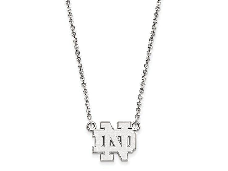 Rhodium Over Sterling Silver LogoArt University of Notre Dame Pendant Necklace