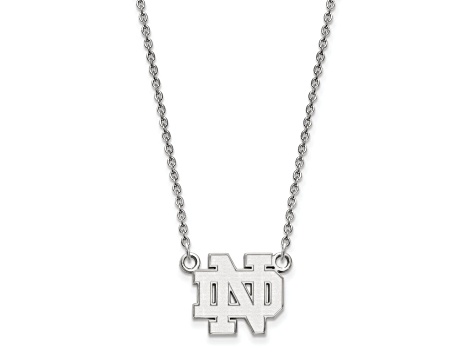 Rhodium Over Sterling Silver LogoArt University of Notre Dame Pendant Necklace