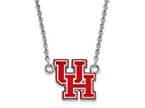 Rhodium Over Sterling Silver LogoArt University of Houston Small Enamel Pendant Necklace