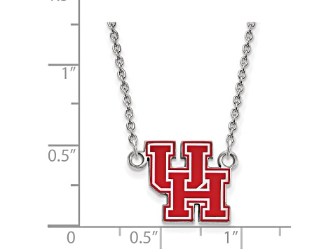 Rhodium Over Sterling Silver LogoArt University of Houston Small Enamel Pendant Necklace