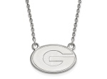 Rhodium Over Sterling Silver LogoArt University of Georgia Small Pendant Necklace