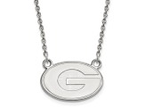 Rhodium Over Sterling Silver LogoArt University of Georgia Small Pendant Necklace