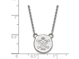 Rhodium Over Sterling Silver LogoArt College of William and Mary Small Disc Pendant Necklace