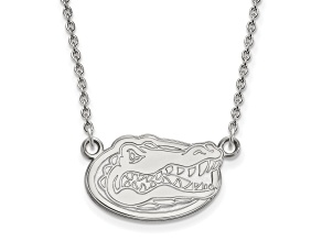 Rhodium Over Sterling Silver LogoArt University of Florida Small Pendant Necklace