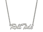 Rhodium Over Sterling Silver LogoArt University of Alabama Roll Tide Script Pendant Necklace