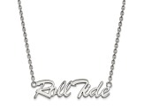 Rhodium Over Sterling Silver LogoArt University of Alabama Roll Tide Script Pendant Necklace