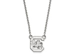 Rhodium Over Sterling Silver LogoArt University of South Carolina Small Pendant Necklace